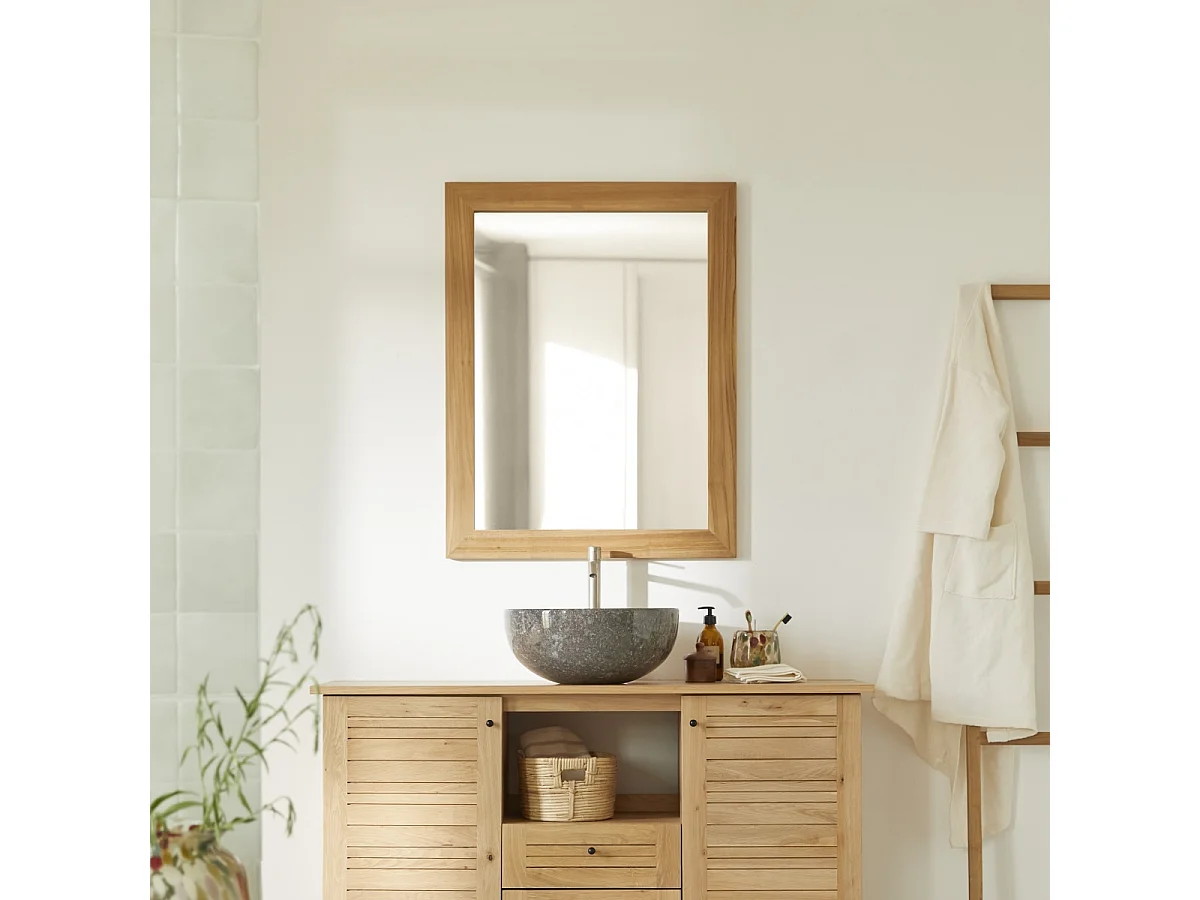 Spiegel Teak rechteckig 90 x 70 cm Wandspiegel Holz massiv neu Tikamoon