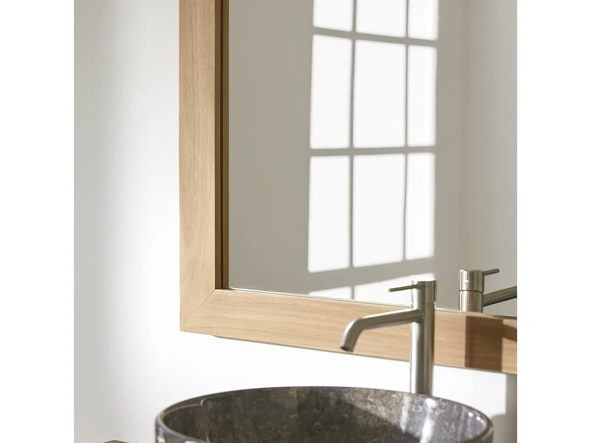 Miroir en bois de Teck Tona brut 90x70