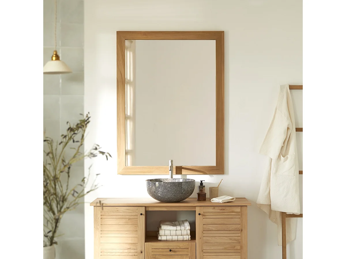 Spiegel Teak rechteckig 120 x 90 cm Wandspiegel Holz massiv neu Tikamoon