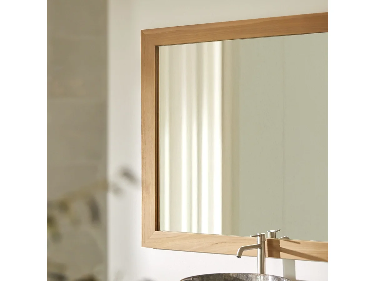 Spiegel Teak rechteckig 120 x 90 cm Wandspiegel Holz massiv neu Tikamoon