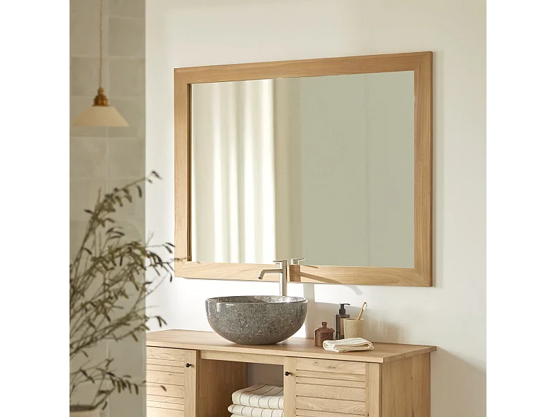 Spiegel Teak rechteckig 120 x 90 cm Wandspiegel Holz massiv neu Tikamoon