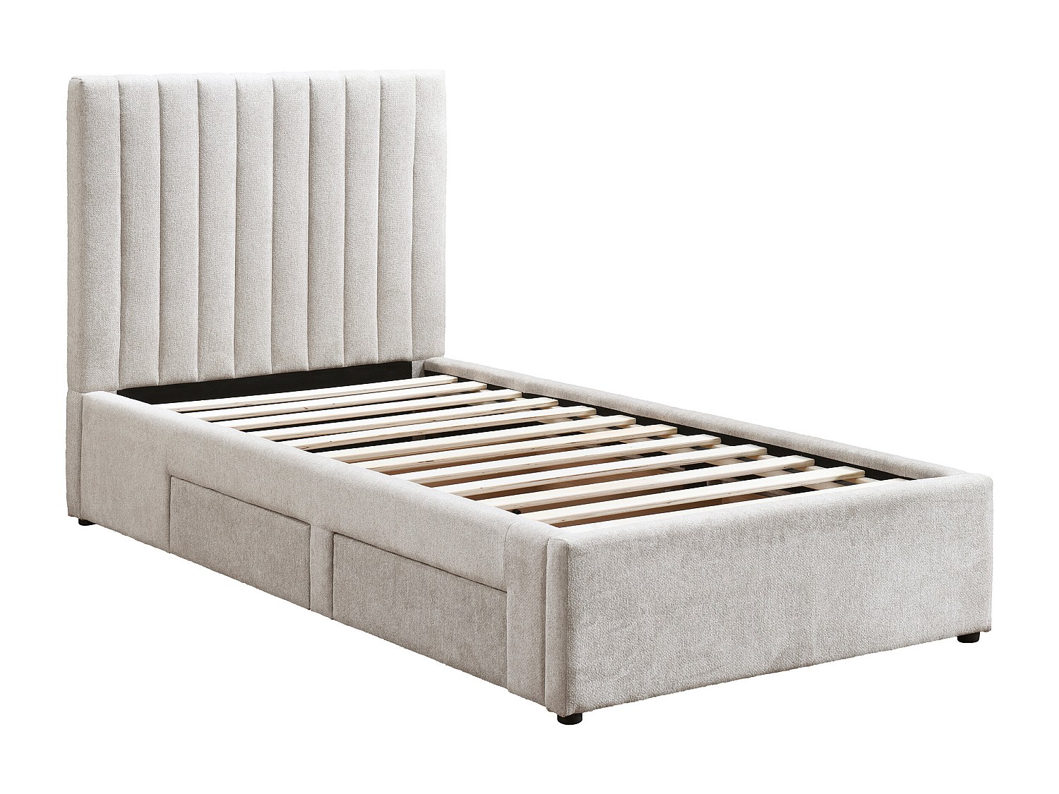 Bett 90 x 190 cm mit 2 Schubladen - Stoff - Beige - SARAH günstig online kaufen