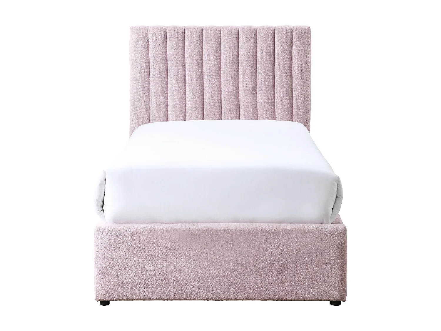 Lit 90 x 190 cm avec 2 tiroirs - Tissu - Rose - SARAH