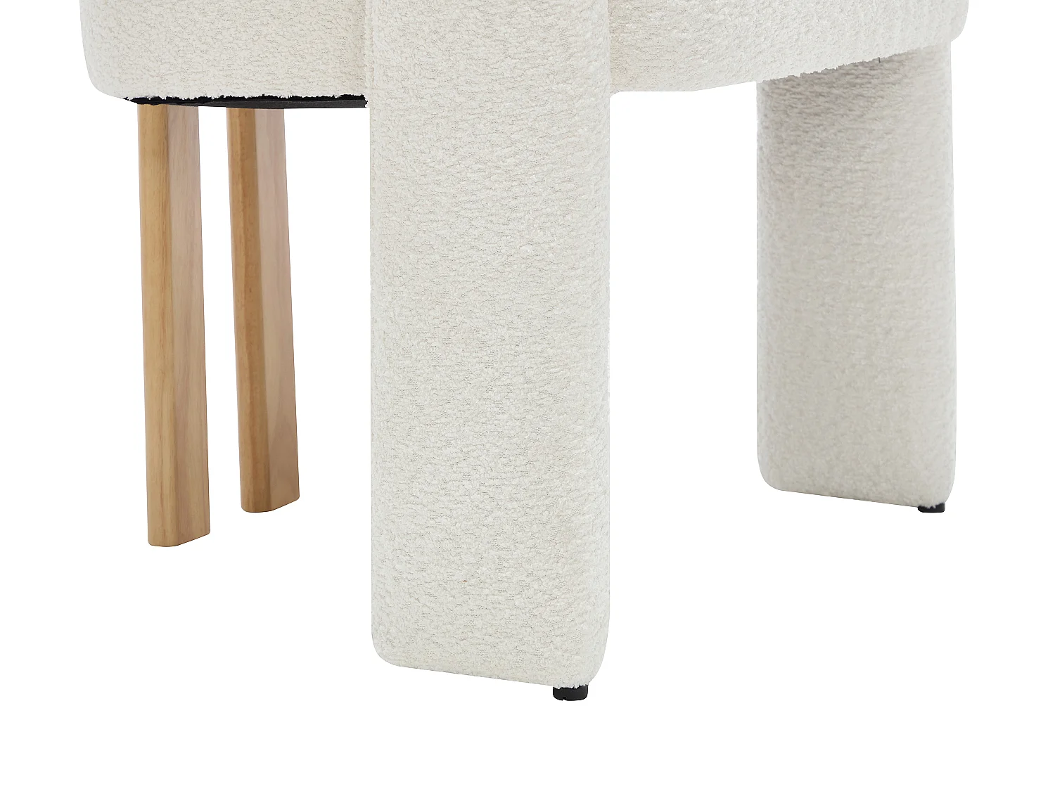 Chaise avec accoudoirs en tissu bouclette et bois d'hévéa - Blanc - NORETI