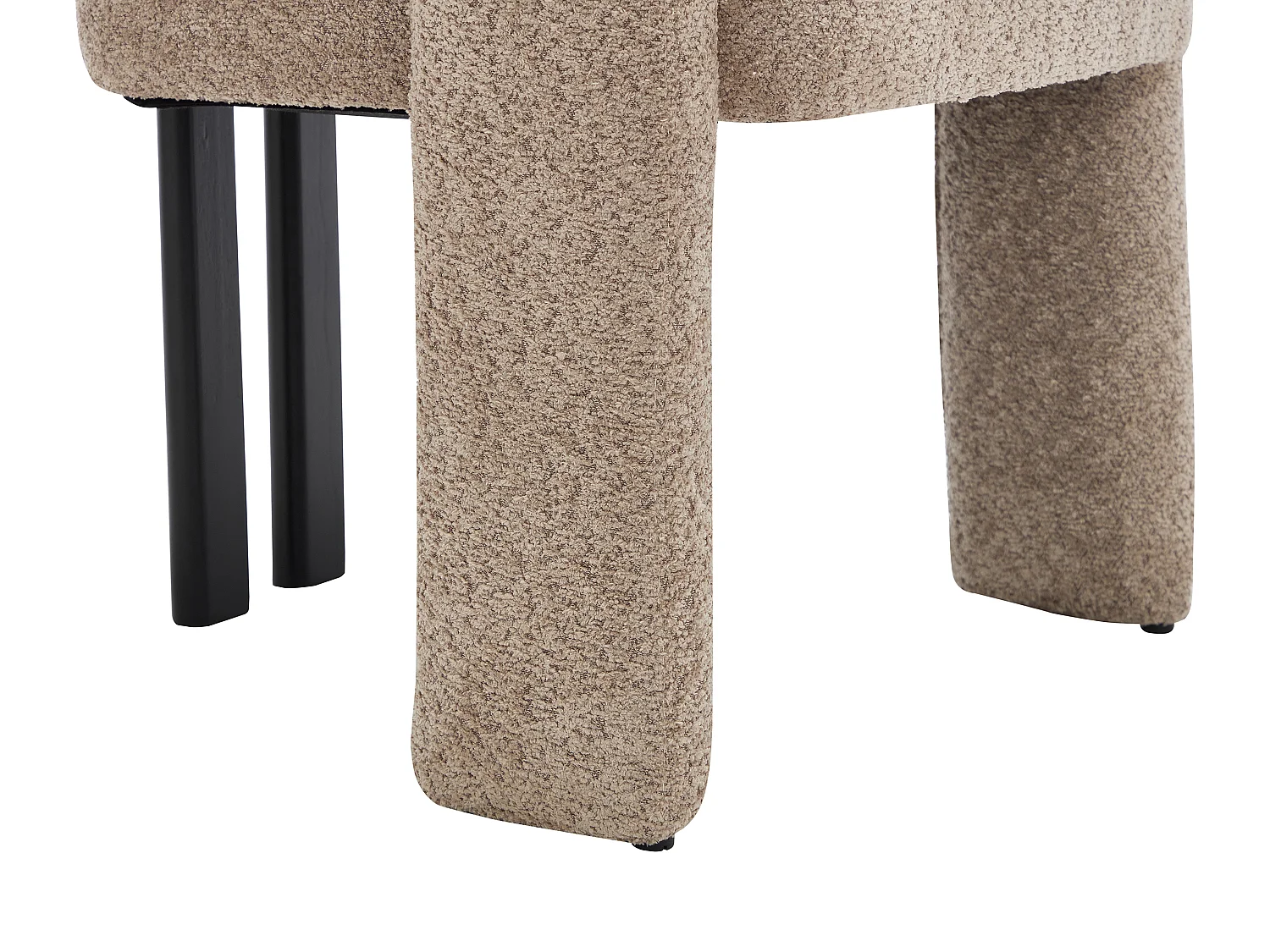 Chaise avec accoudoirs en tissu bouclette et bois d'hévéa noir - Taupe - NORETI