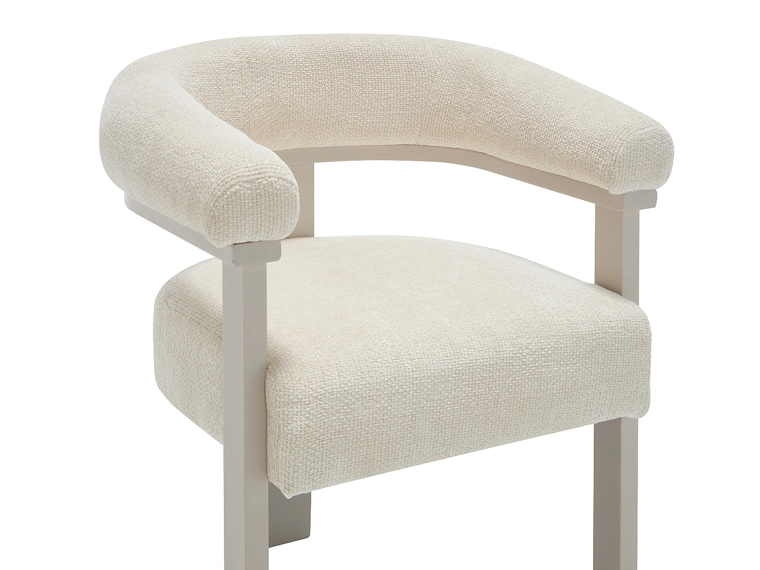 Chaise avec accoudoirs en tissu texturé et bois d'hévéa beige - Crème - LIVELIA de Pascal Morabito