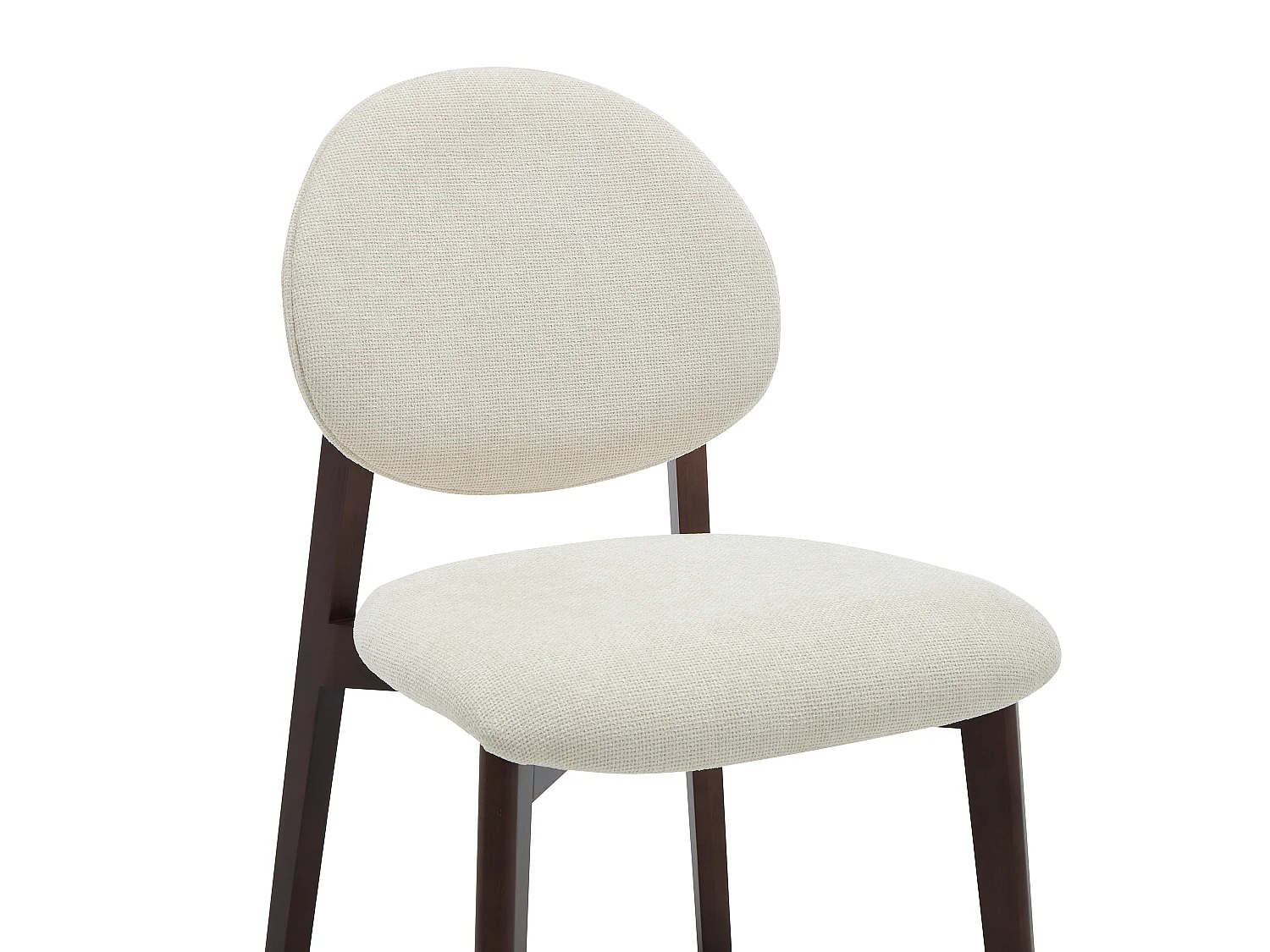 Lot de 2 chaises en tissu texturé et bois d'hévéa naturel foncé - Crème - MARLENI