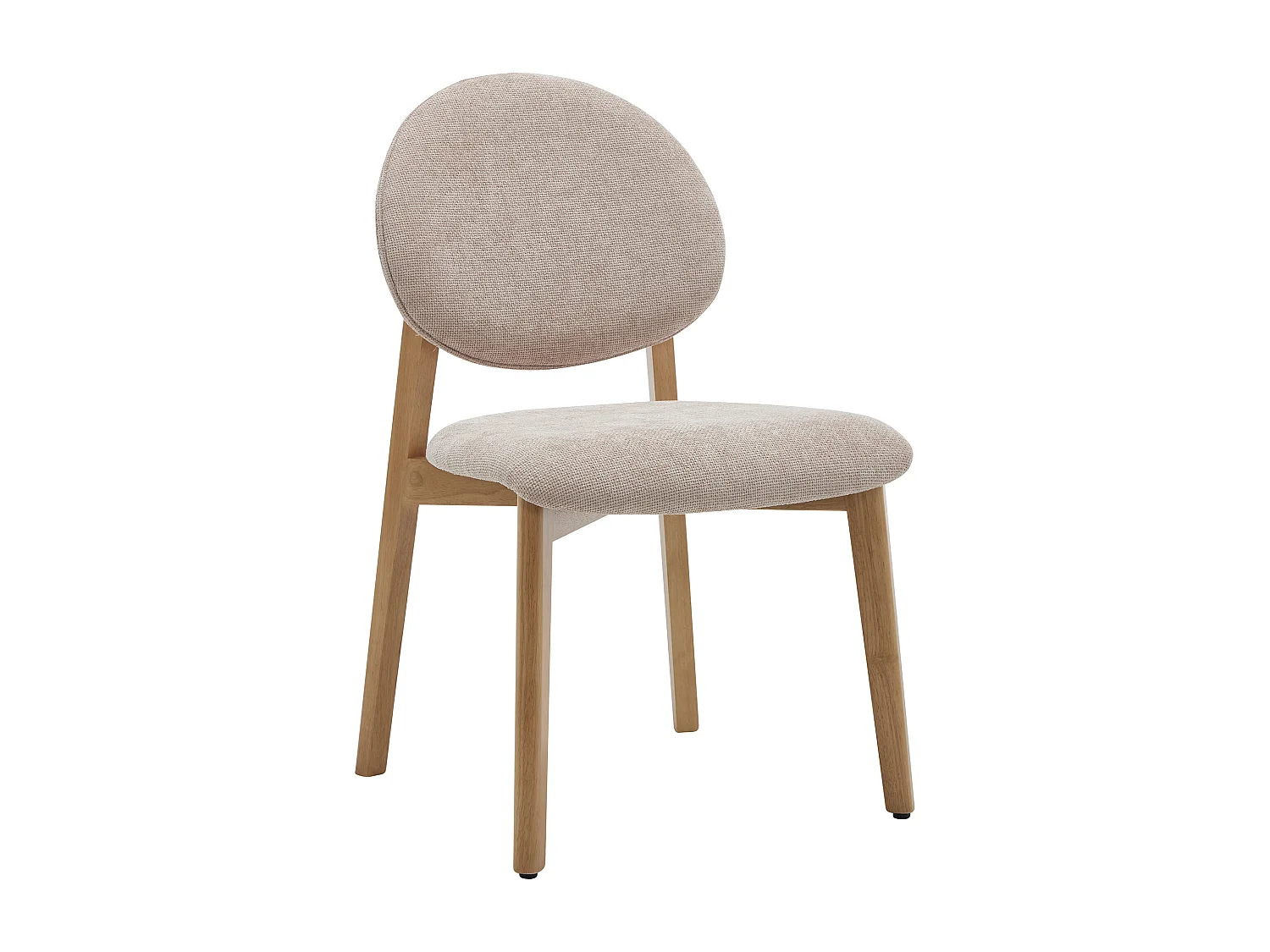 Lot de 2 chaises en tissu texturé et bois d'hévéa naturel clair - Beige - MARLENI