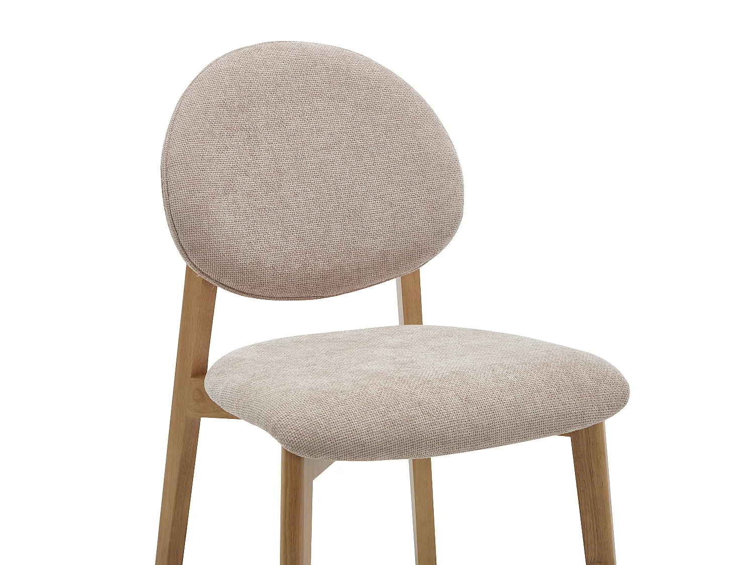 Lot de 2 chaises en tissu texturé et bois d'hévéa naturel clair - Beige - MARLENI