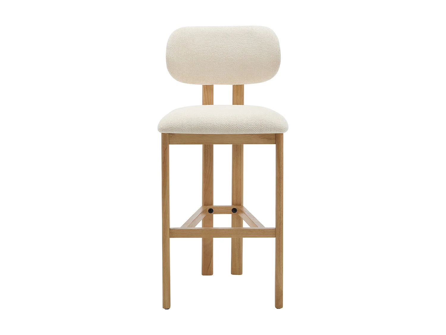 Lot de 2 tabourets de bar en tissu texturé et bois d'hévéa - Crème - YELAZ