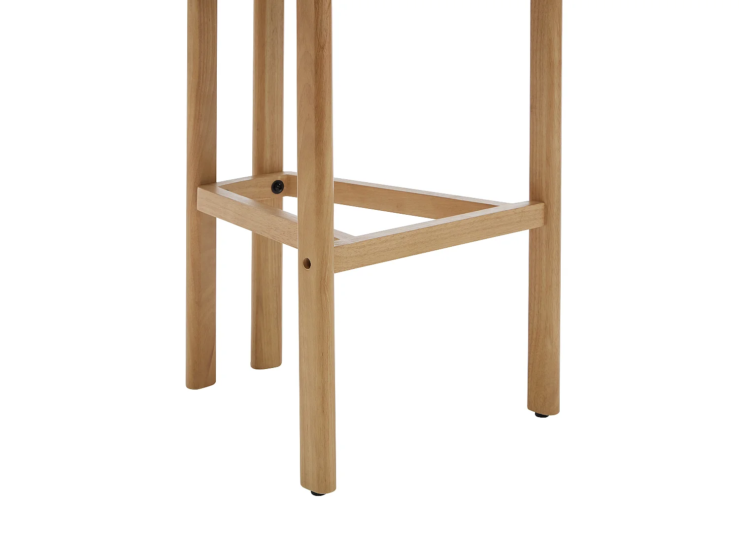 Lot de 2 tabourets de bar en tissu texturé et bois d'hévéa - Crème - YELAZ