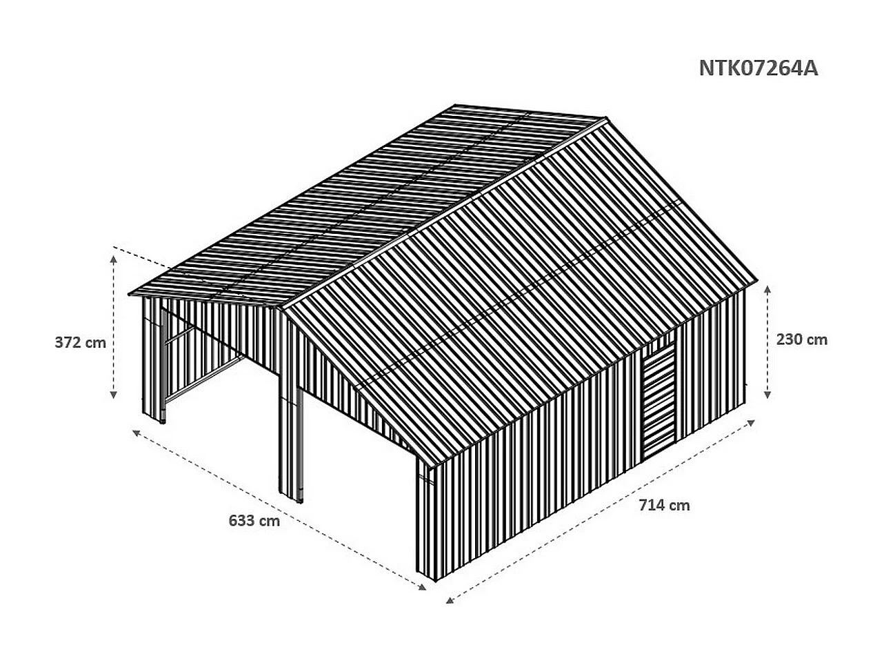 Box container deposito auto lamiera capanno in Acciaio Zincato con doppia saracinesca 666x724cm x h3,80m - 810KG - 48,22 mq - FINITURA LEGNO