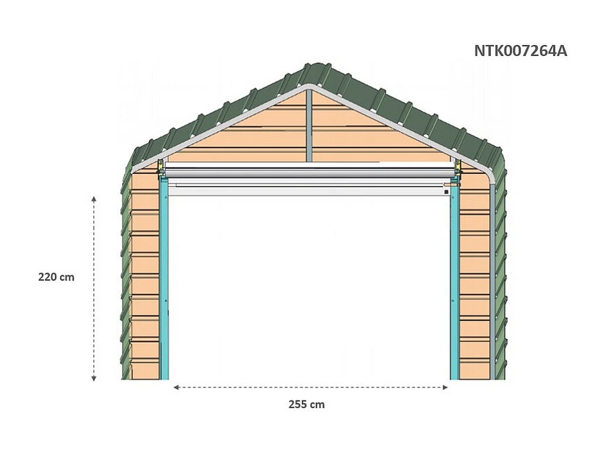 Box container deposito auto lamiera capanno in Acciaio Zincato con doppia saracinesca 666x724cm x h3,80m - 810KG - 48,22 mq - FINITURA LEGNO