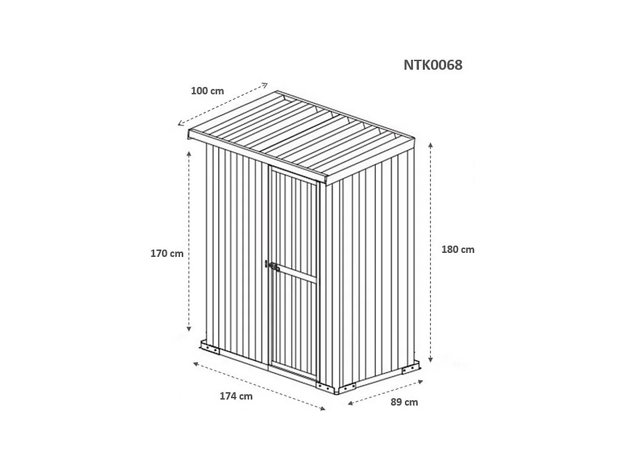 Casetta per esterno giardino box deposito attrezzi 174x100cm x h 182cm - 43kg - 1,74mq - FINITURA LEGNO