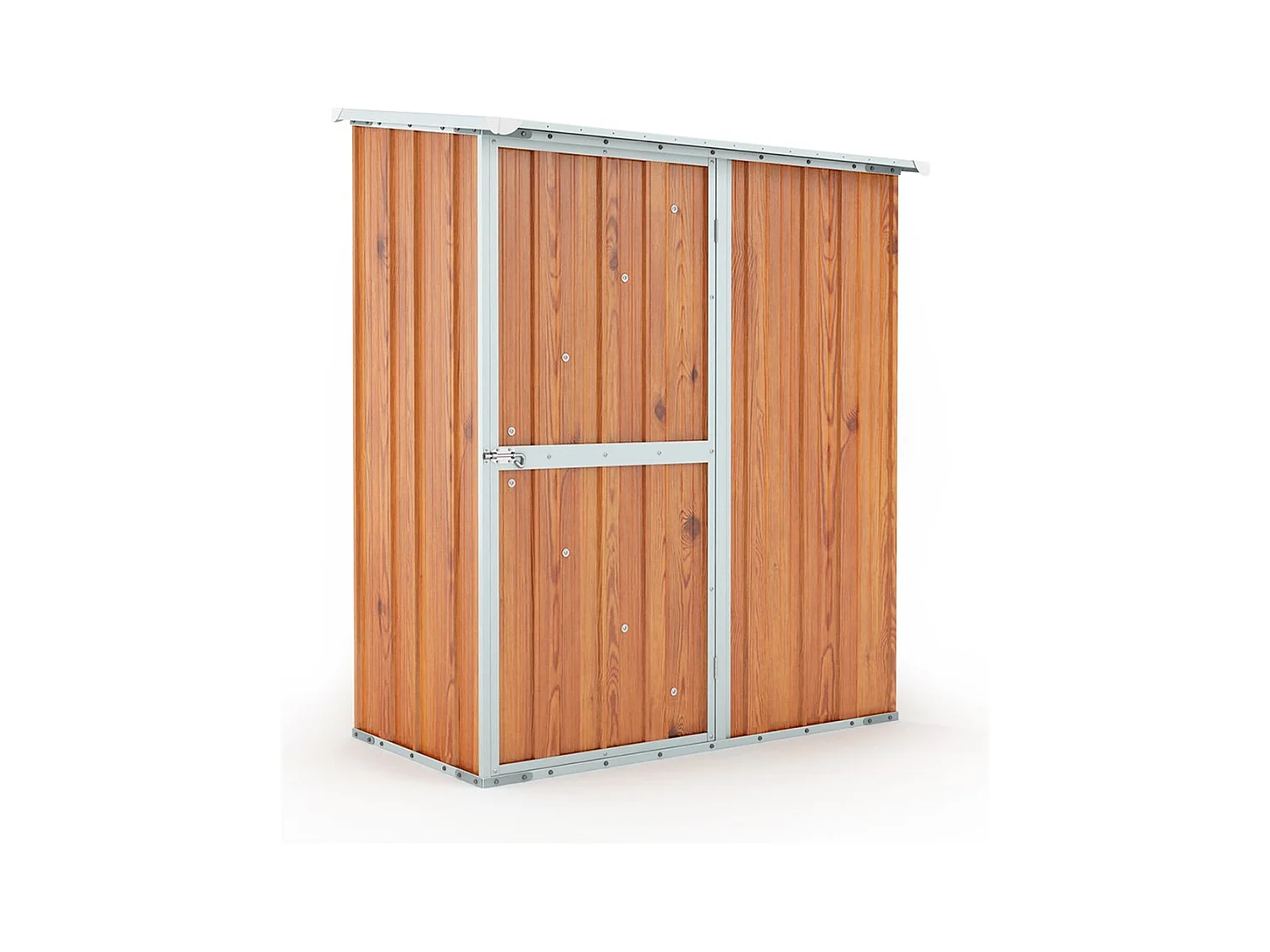 Casetta da giardino in lamiera di acciaio 155x100cm x h 192cm - 50kg - 1,55mq - FINITURA LEGNO