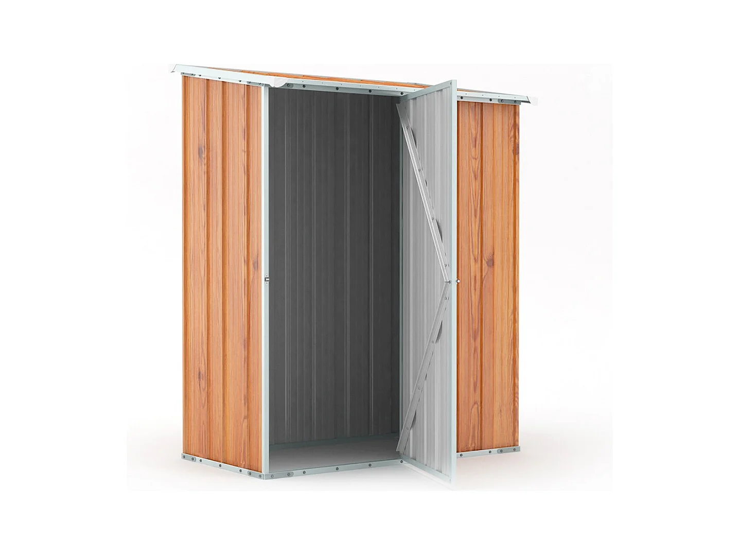 Casetta da giardino in lamiera di acciaio 155x100cm x h 192cm - 50kg - 1,55mq - FINITURA LEGNO