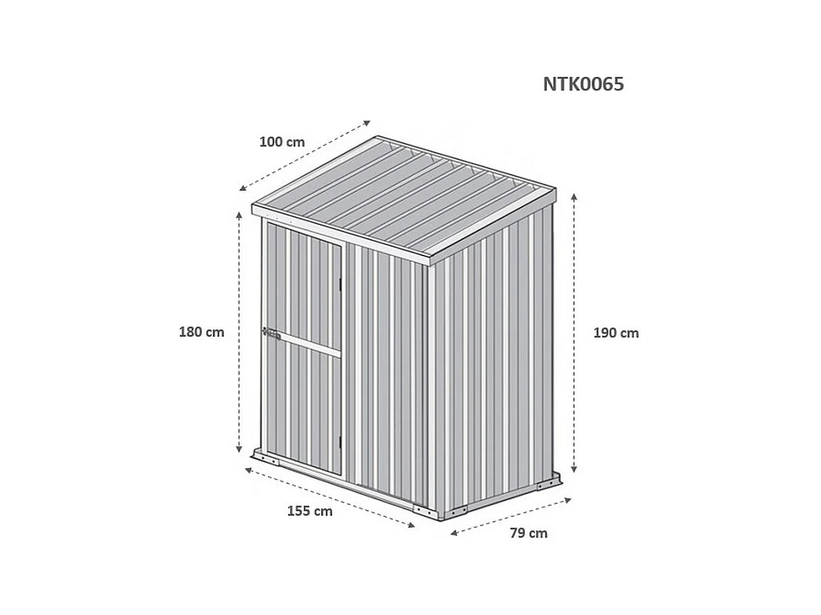 Casetta da giardino in lamiera di acciaio 155x100cm x h 192cm - 50kg - 1,55mq - FINITURA LEGNO