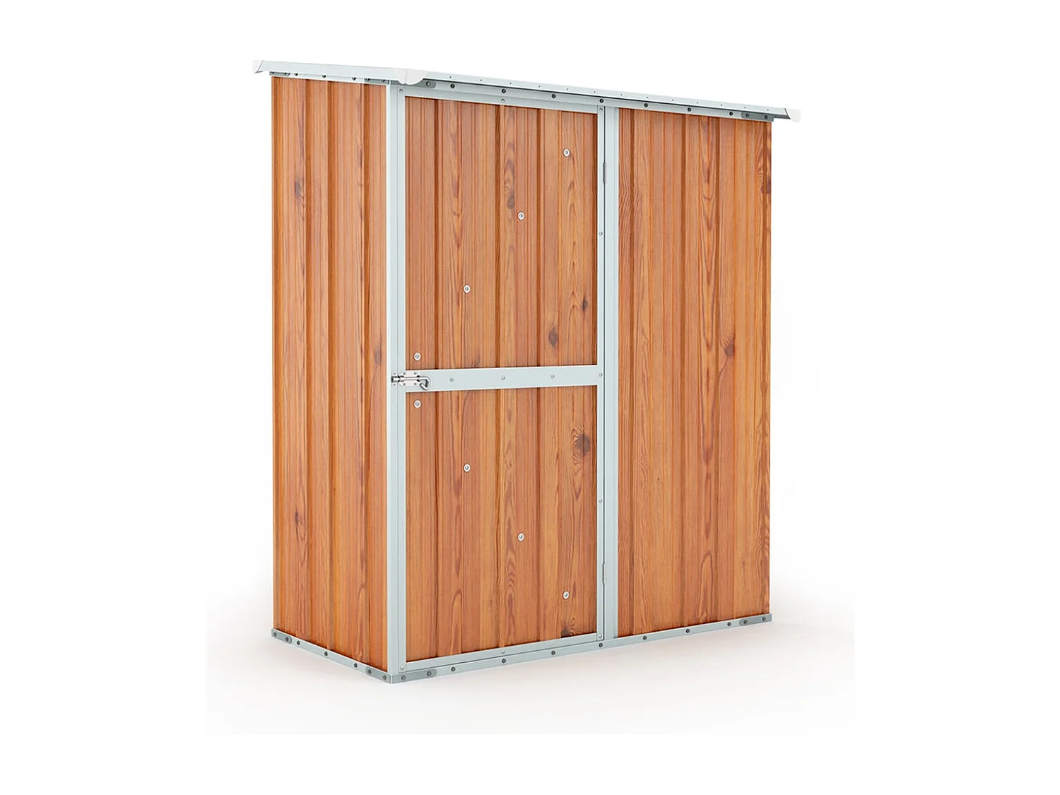 Casetta da giardino in lamiera di acciaio 155x100cm x h 192cm - 50kg - 1,55mq - FINITURA LEGNO