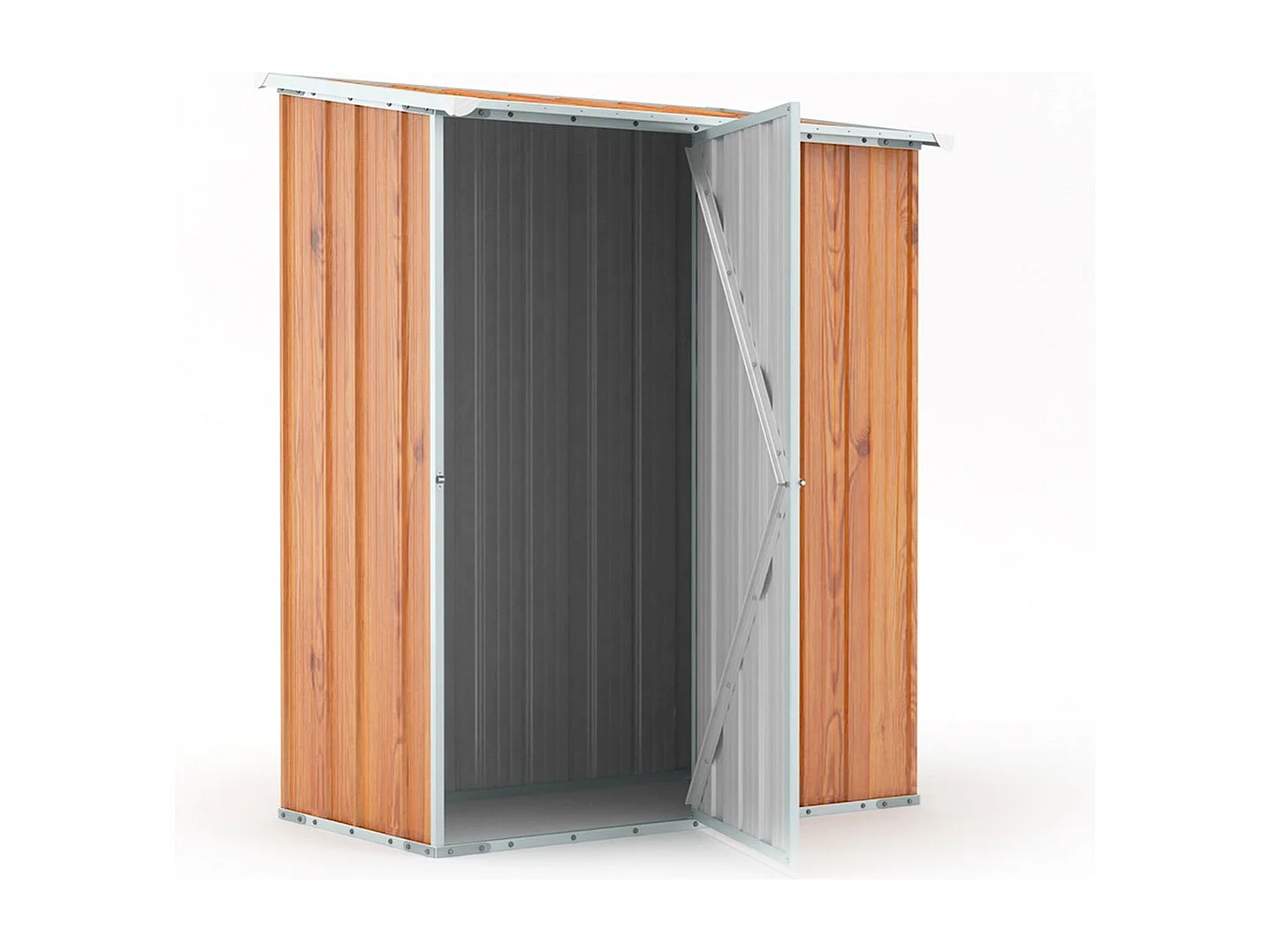 Casetta da giardino in lamiera di acciaio 155x100cm x h 192cm - 50kg - 1,55mq - FINITURA LEGNO