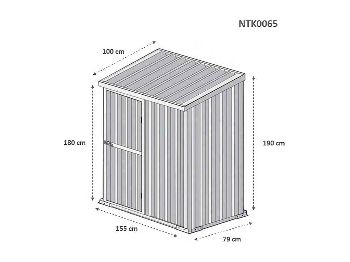 Casetta da giardino in lamiera di acciaio 155x100cm x h 192cm - 50kg - 1,55mq - FINITURA LEGNO