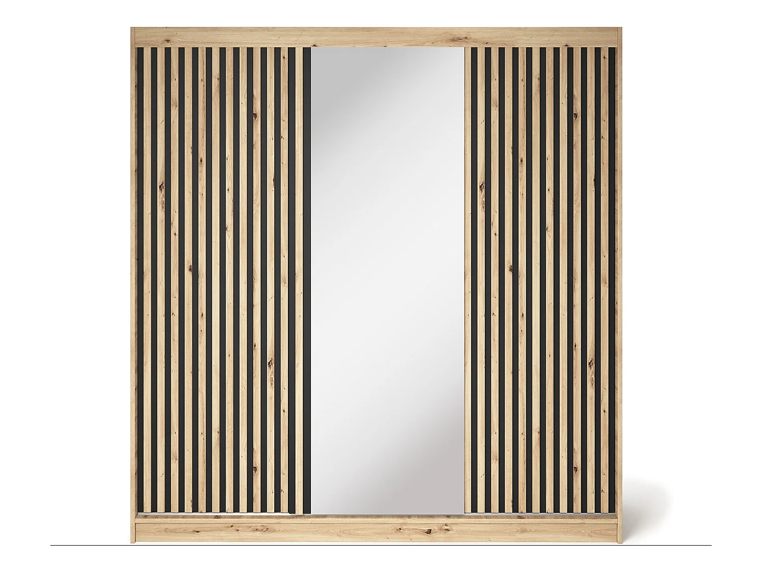 Armoire chambre adulte MERIKO 180cm Chêne artisan et miroir