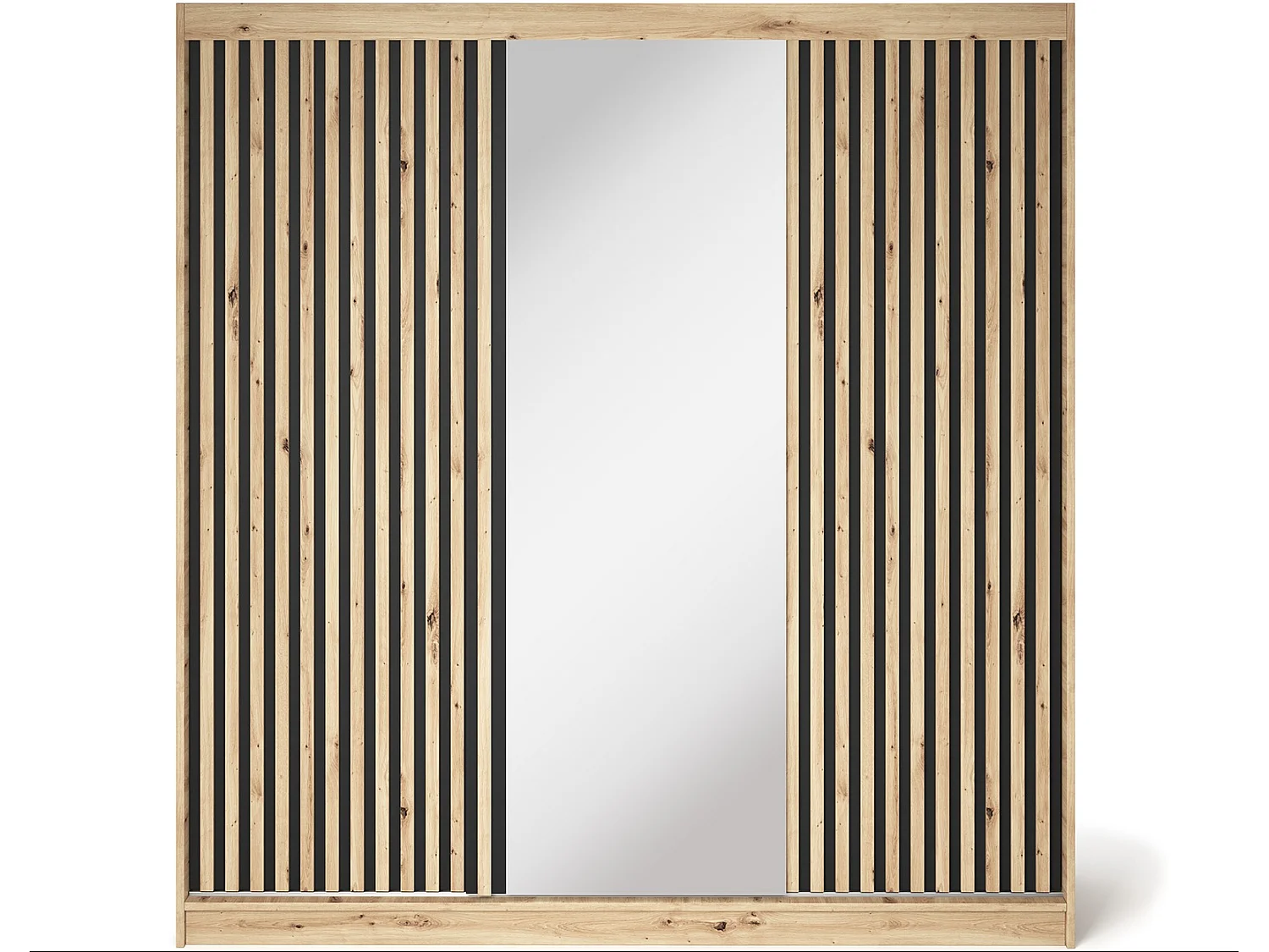 Armoire chambre adulte MERIKO 180cm Chêne artisan et miroir