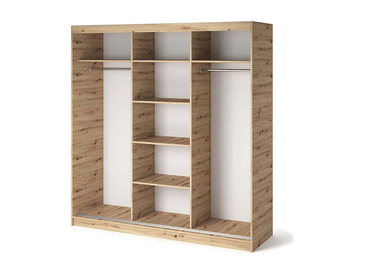 Armoire chambre adulte MERIKO 180cm Chêne artisan et miroir