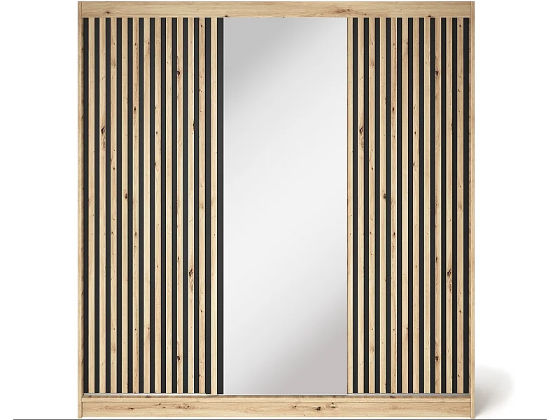 Armoire chambre adulte MERIKO 180cm Chêne artisan et miroir