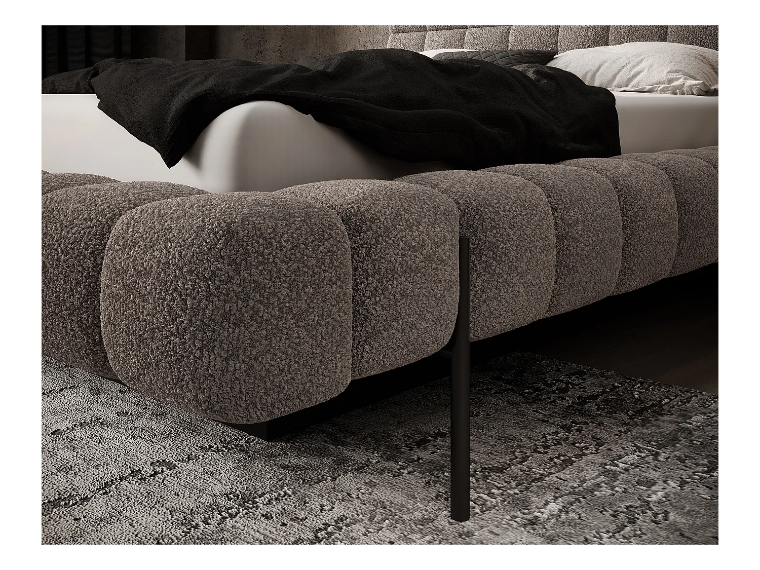 Lit avec coffre de rangement Kopa prestige – Revêtement tissu capitonné-Marron clair-160x200
