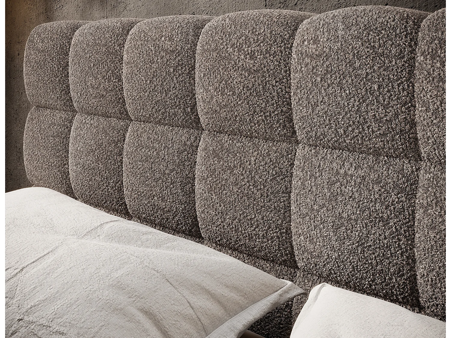 Bed met Kopa prestige opbergbox – Gewatteerde stoffen bekleding-Kleur Lichtbruin-Slapen 160x200cm