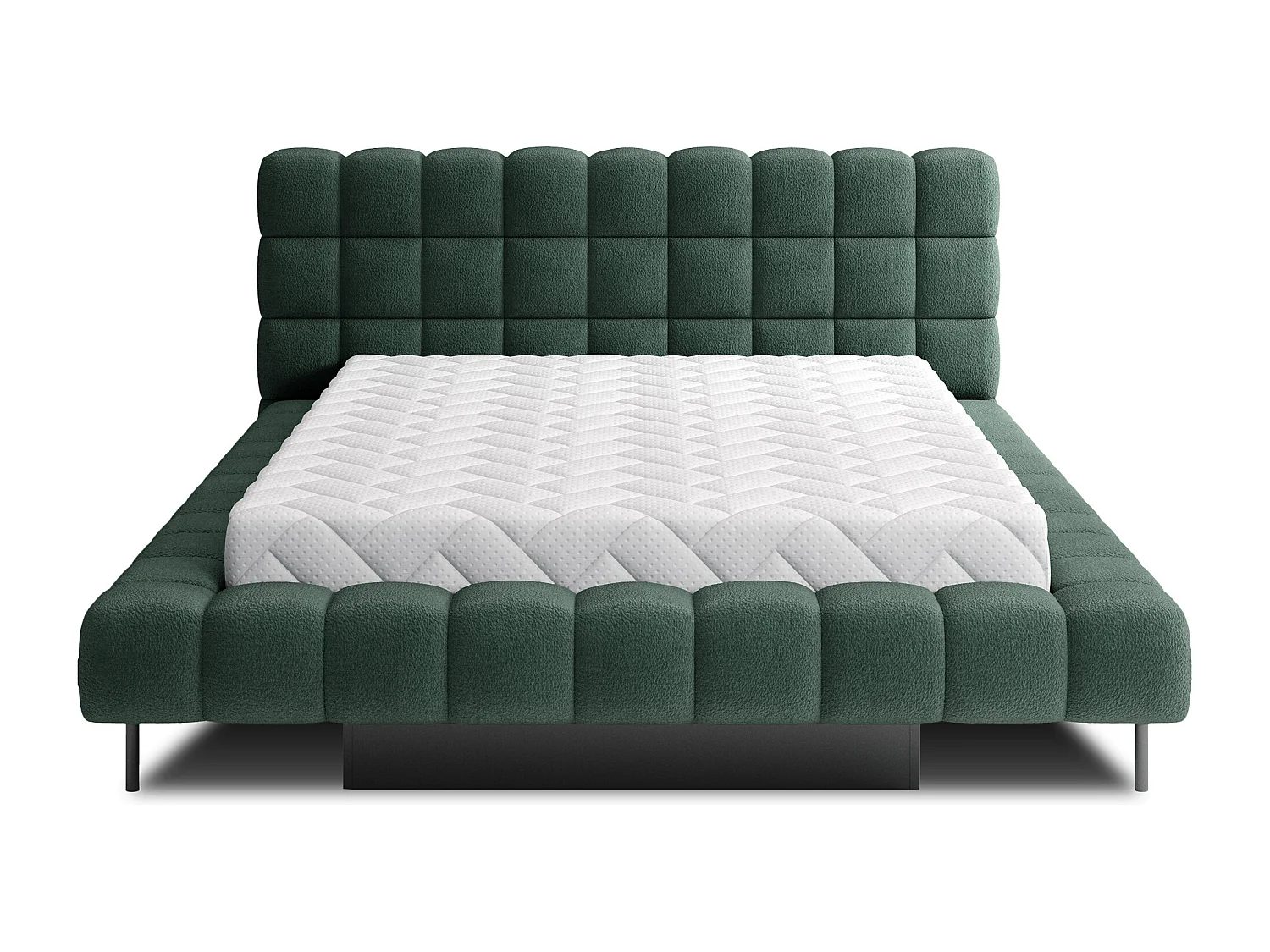 Lit avec coffre de rangement Kopa prestige – Revêtement tissu capitonné-Vert foncé-180x200