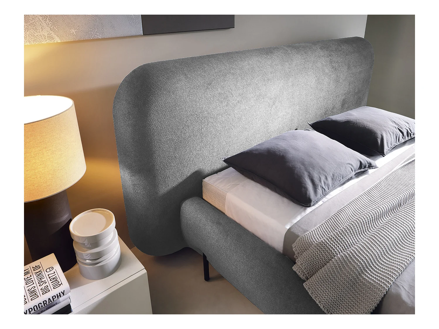 Booby prestige opbergbed – Modern fluweel en geoptimaliseerde opbergruimte-Kleur Donkergrijs-Slapen 140x200cm