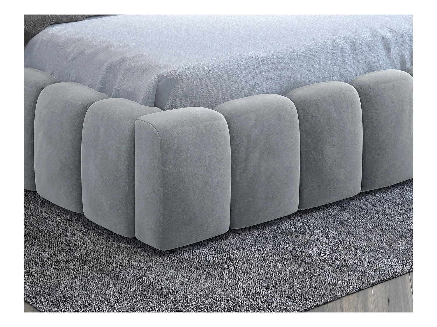 Lit coffre Luto prestige - Design tapissé velours et Led-Gris clair-140x200