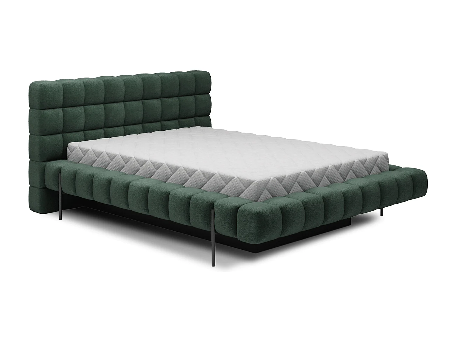 Lit avec coffre de rangement Kopa prestige – Revêtement tissu capitonné-Vert foncé-160x200