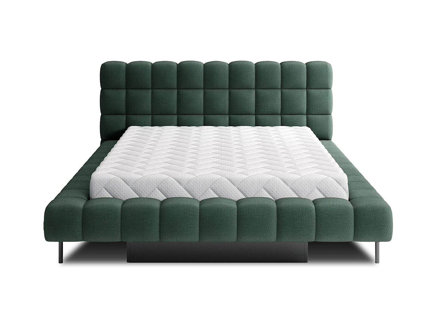Lit avec coffre de rangement Kopa prestige – Revêtement tissu capitonné-Vert foncé-140x200