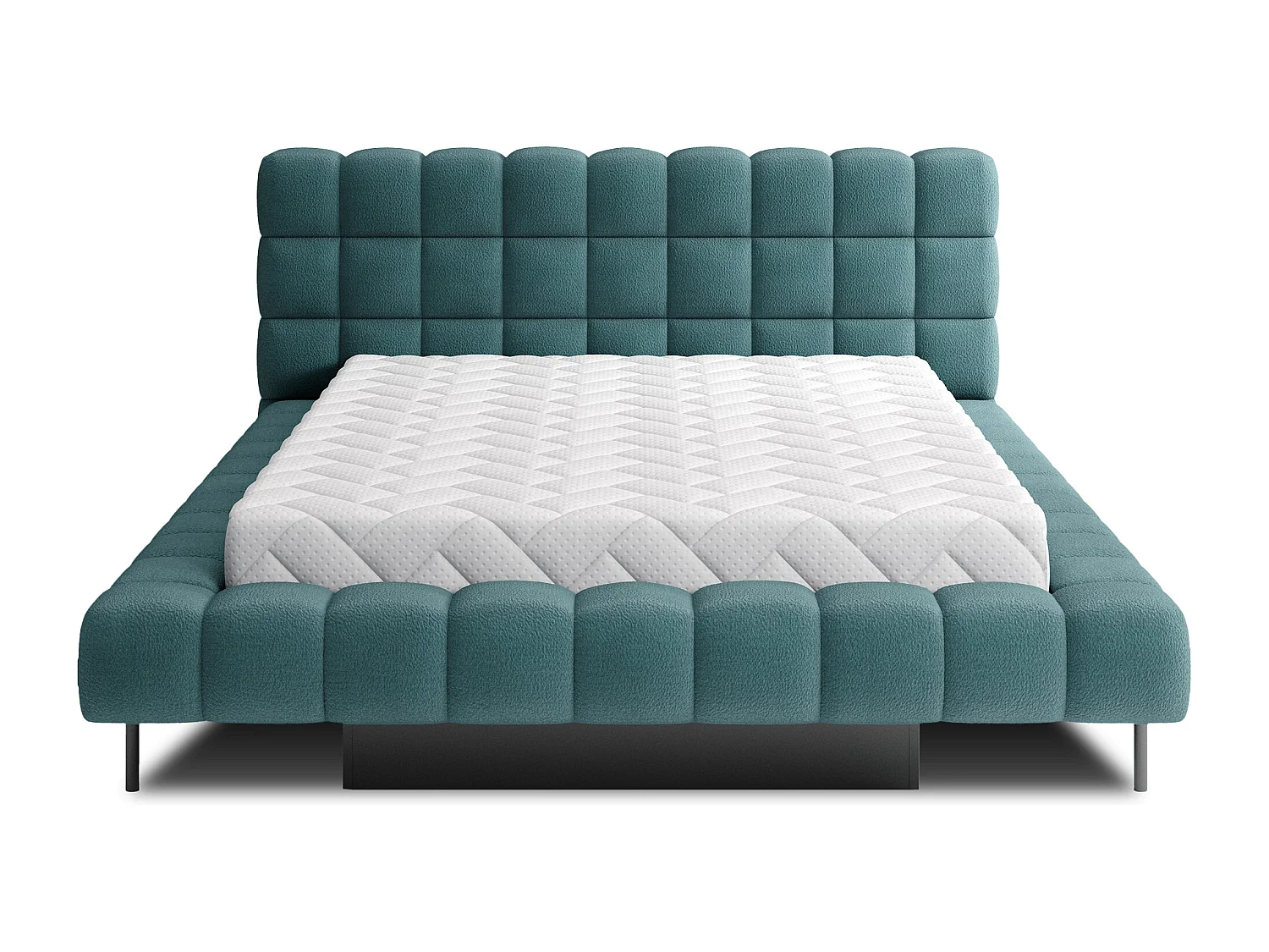 Bed met Kopa prestige opbergbox – Gewatteerde stoffen bekleding-Kleur smaragdgroen-Slapen 140x200cm