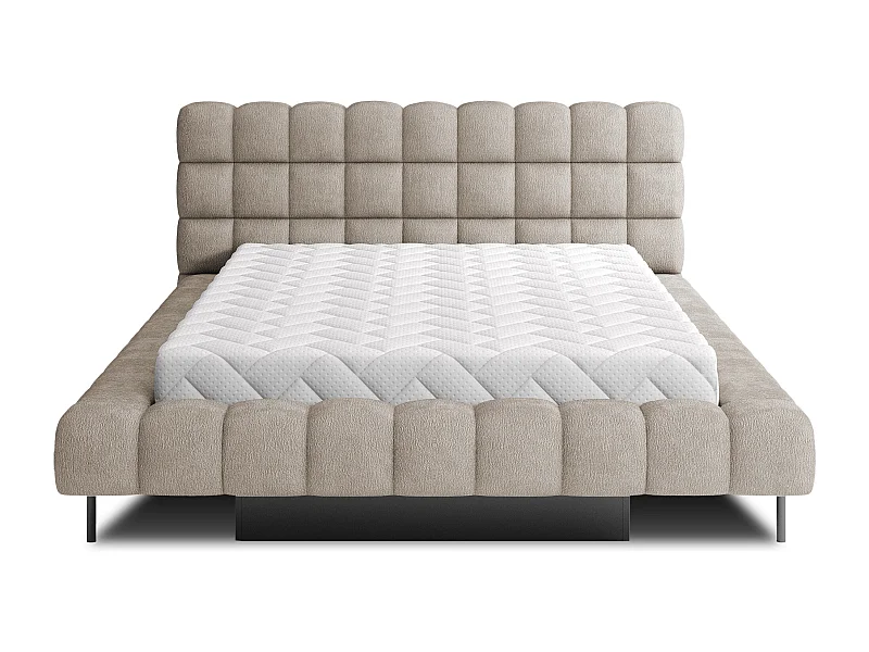 Lit avec coffre de rangement Kopa prestige – Revêtement tissu capitonné-Beige-160x200