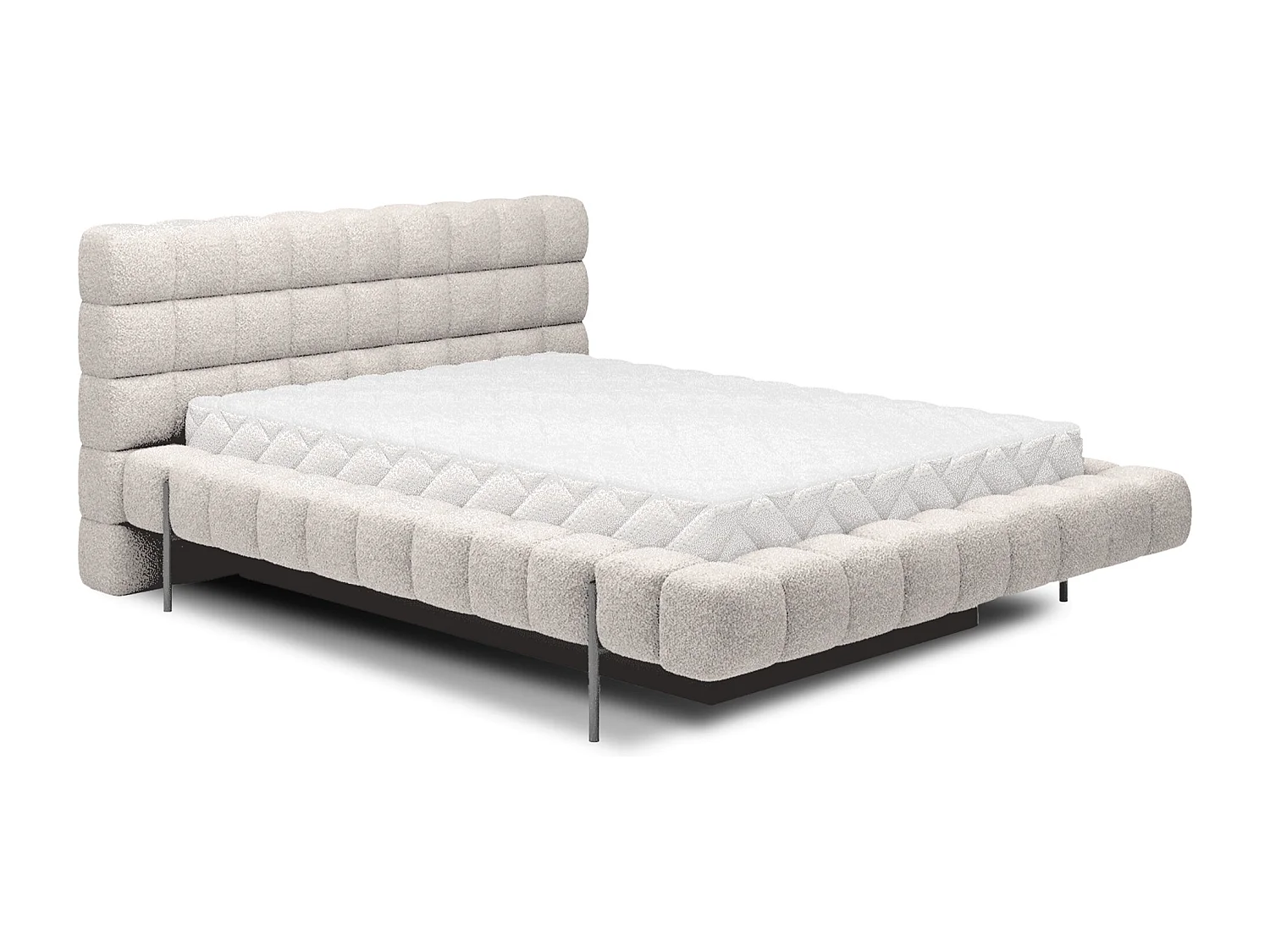 Lit avec coffre de rangement Kopa prestige – Revêtement tissu capitonné-Beige clair-140x200