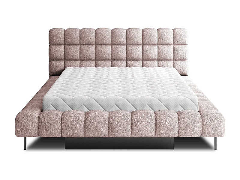 Lit avec coffre de rangement Kopa prestige – Revêtement tissu capitonné-Rose clair-180x200