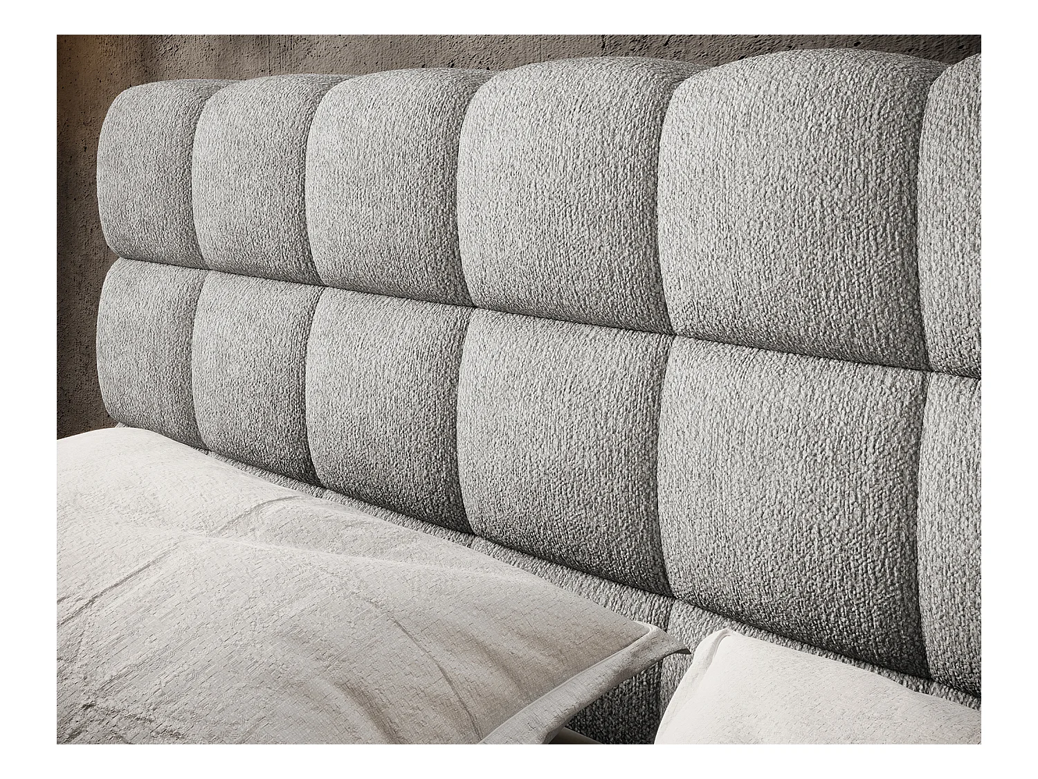 Bed met Kopa prestige opbergbox – Gewatteerde stoffen bekleding-Kleur Grijs-Slapen 160x200cm