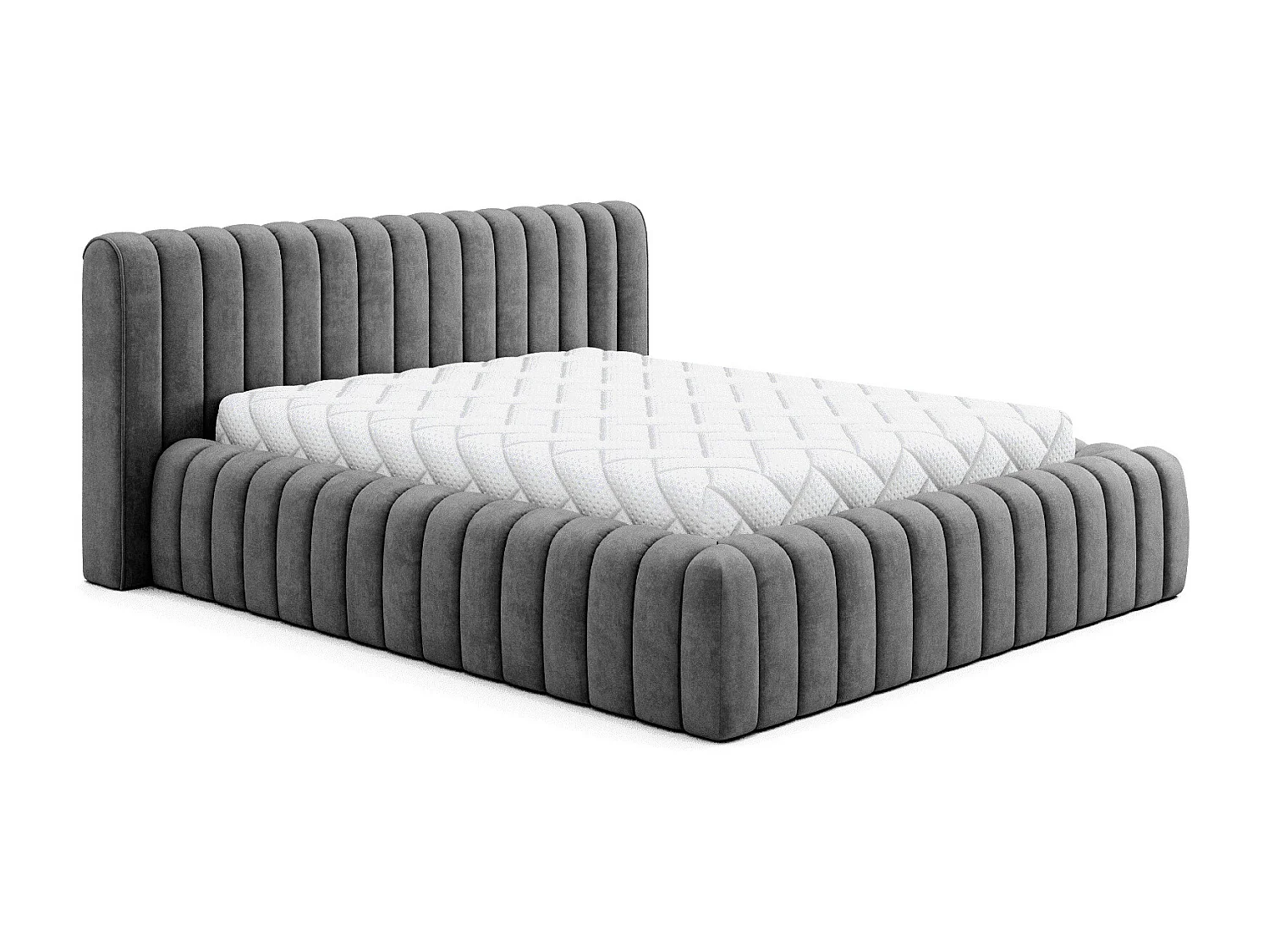 Lit coffre Madera prestige – Revêtement tissu tapissé-Gris anthracite-180x200