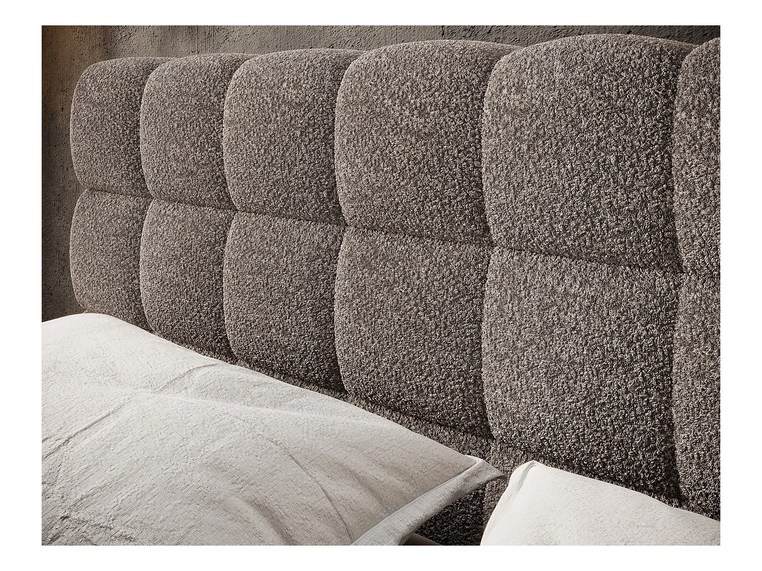 Bed met Kopa prestige opbergbox – Gewatteerde stoffen bekleding-Kleur Lichtbruin-Slapen 180x200cm