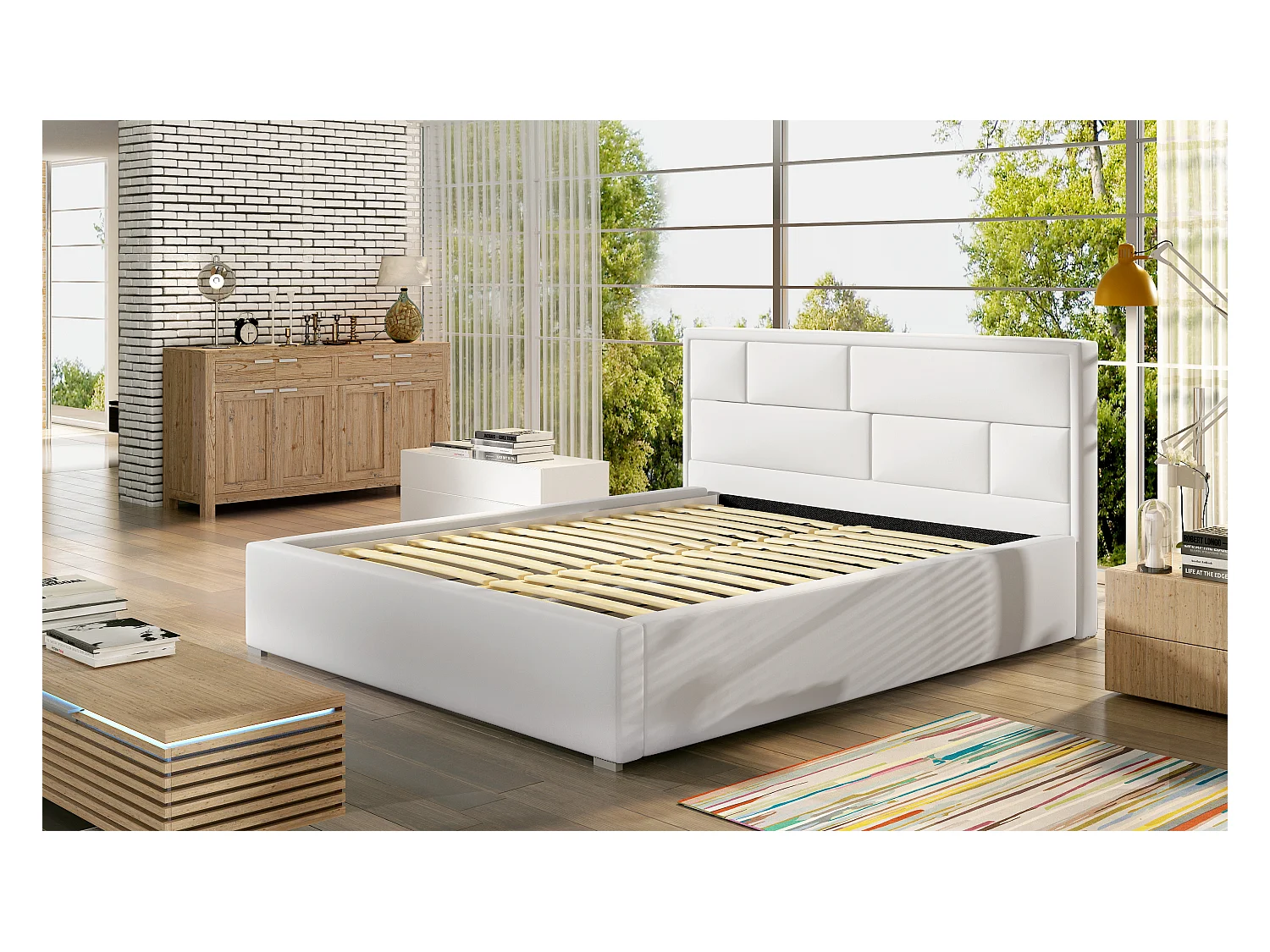 Lenzo volwassenenbed met opbergdoos – Gewatteerd fluweel-Kleur Grijs-Slapen 140x200cm