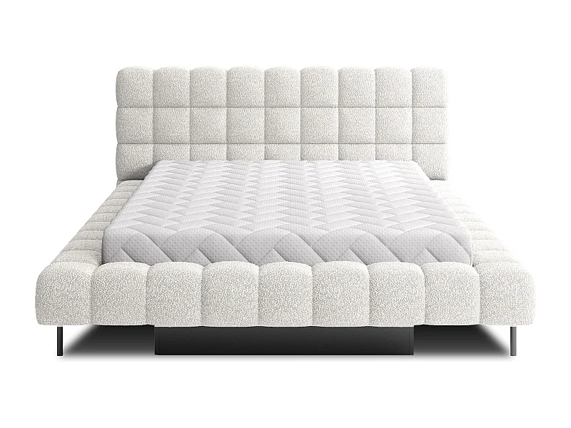 Lit avec coffre de rangement Kopa prestige – Revêtement tissu capitonné-Blanc-160x200