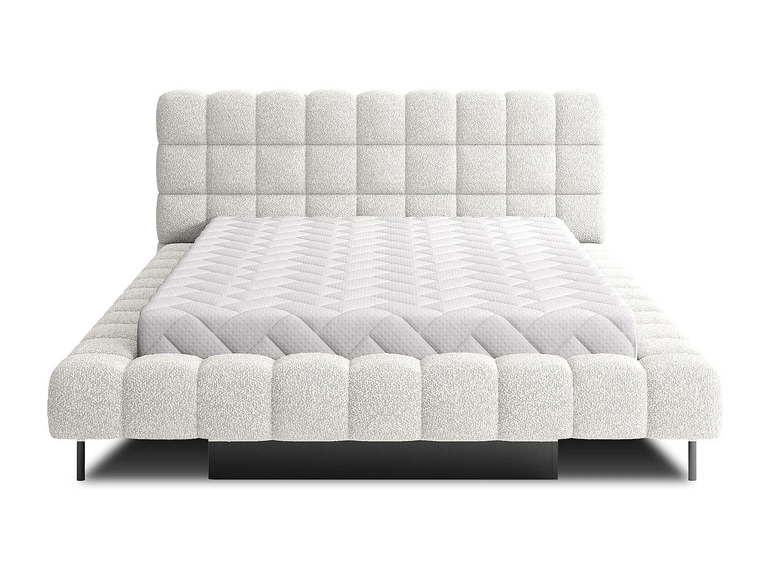 Bed met Kopa prestige opbergbox – Gewatteerde stoffen bekleding-Kleur Wit-Slapen 160x200cm