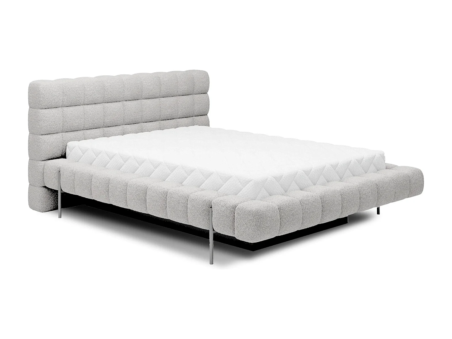 Bed met Kopa prestige opbergbox – Gewatteerde stoffen bekleding-Kleur Wit-Slapen 160x200cm