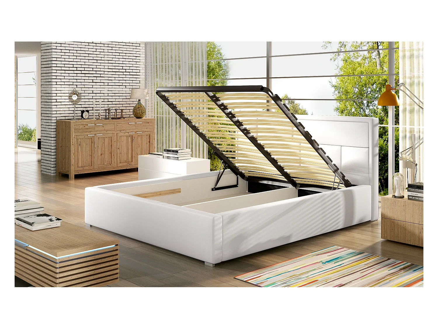 Lenzo volwassenenbed met opbergdoos – Gewatteerd fluweel-Kleur Grijs-Slapen 180x200cm