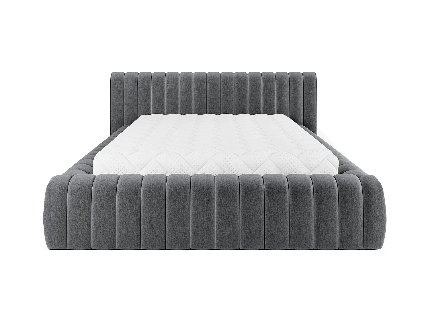 Lit coffre Madera prestige – Revêtement tissu tapissé-Gris foncé-180x200