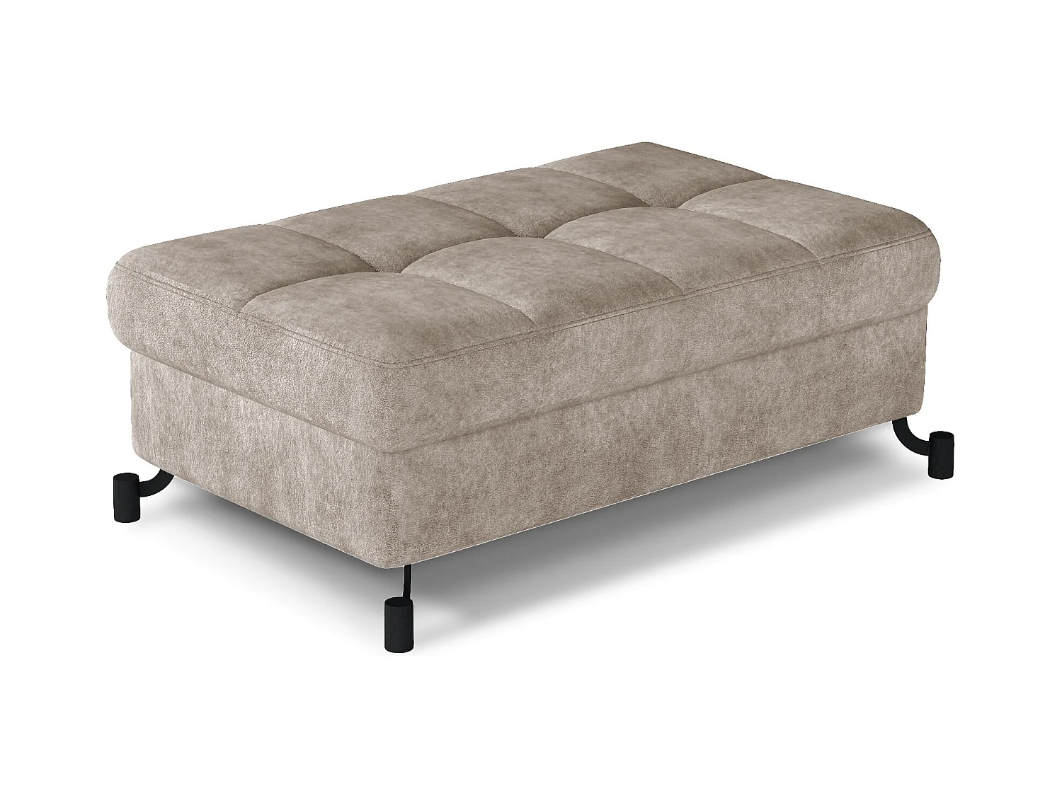 Pouf tissu matelassé avec coffre de rangement LORI-Beige vintage