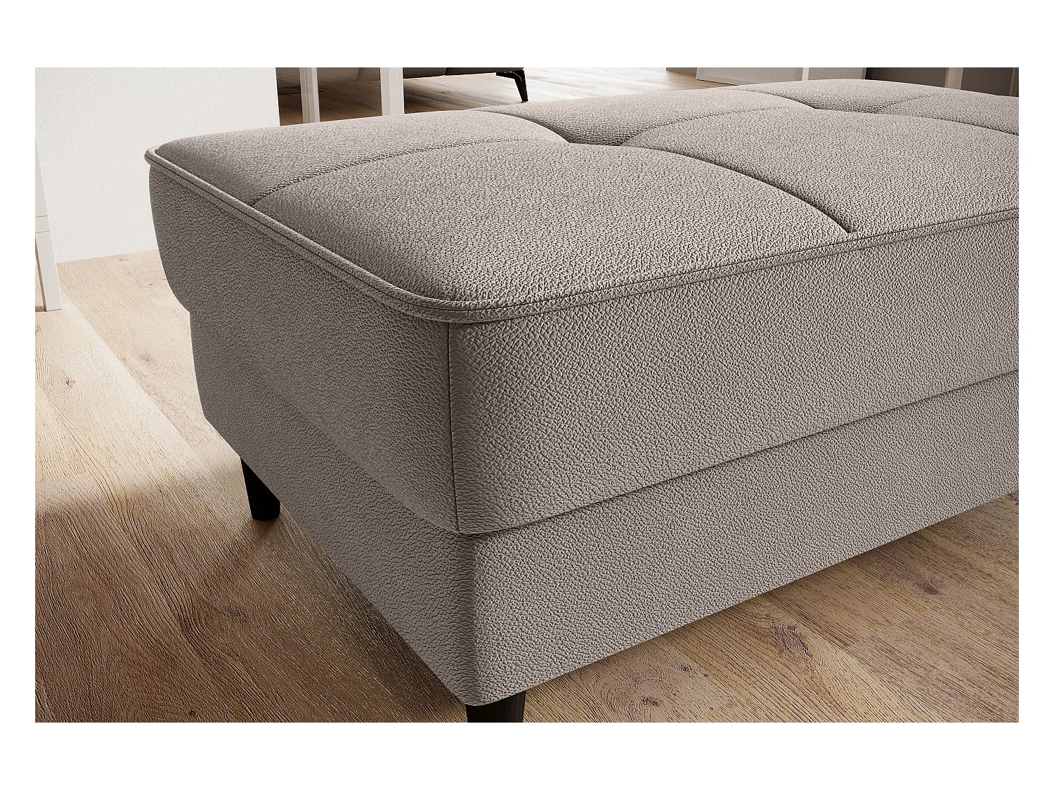 Pouf avec rangement en tissu BOZA-Marron clair